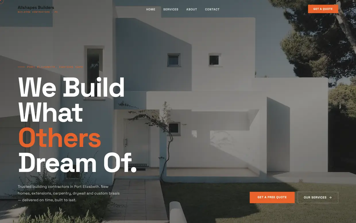 All Shape Builders website — designed in full before the client paid anything