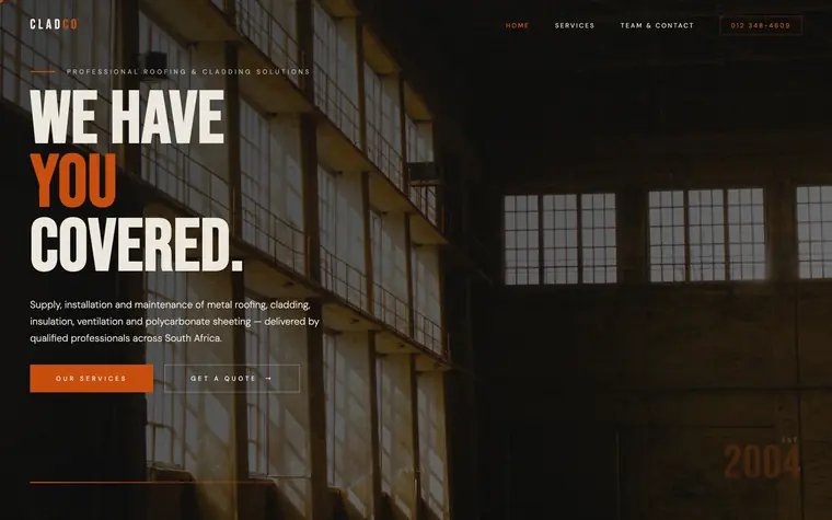 Cladco website built by Andritha Online
