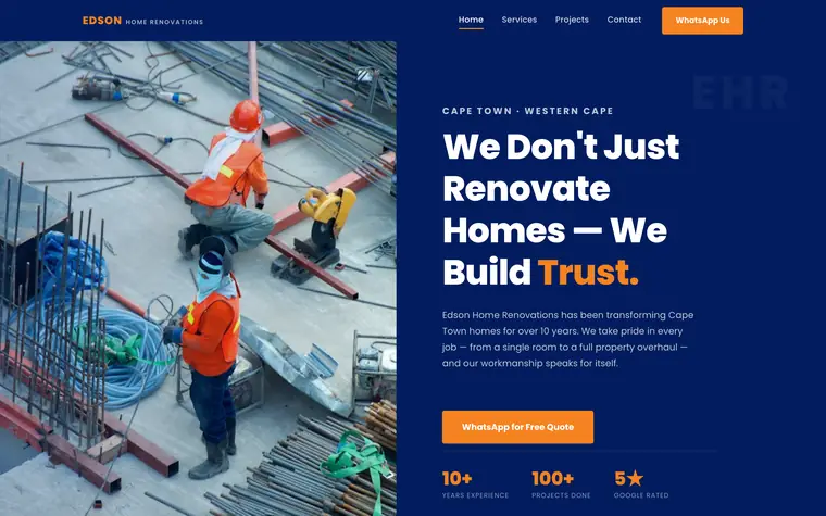 Edson Home Renovations website built by Andritha Online