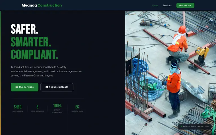 Mvanda Construction website built by Andritha Online