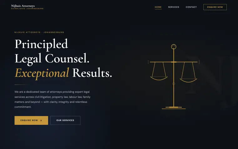 Nijhuis Attorneys website built by Andritha Online