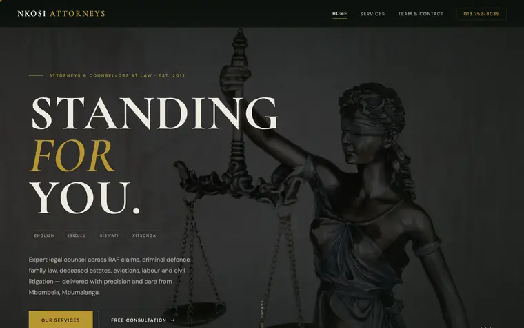 Nkosi Attorneys website built by Andritha Online