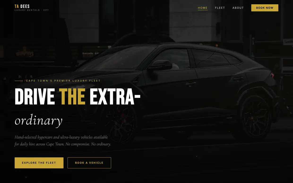 Ta Dees Luxury Rentals — a live client website built by Andritha Online